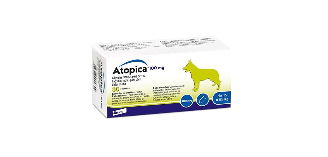 Atopica 100 mg 15 a 55 kg 30 Cápsulas (Tratamiento de Dermatitis)
